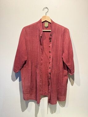 MAIWA 100% Organic Cotton Red Tunic Blouse